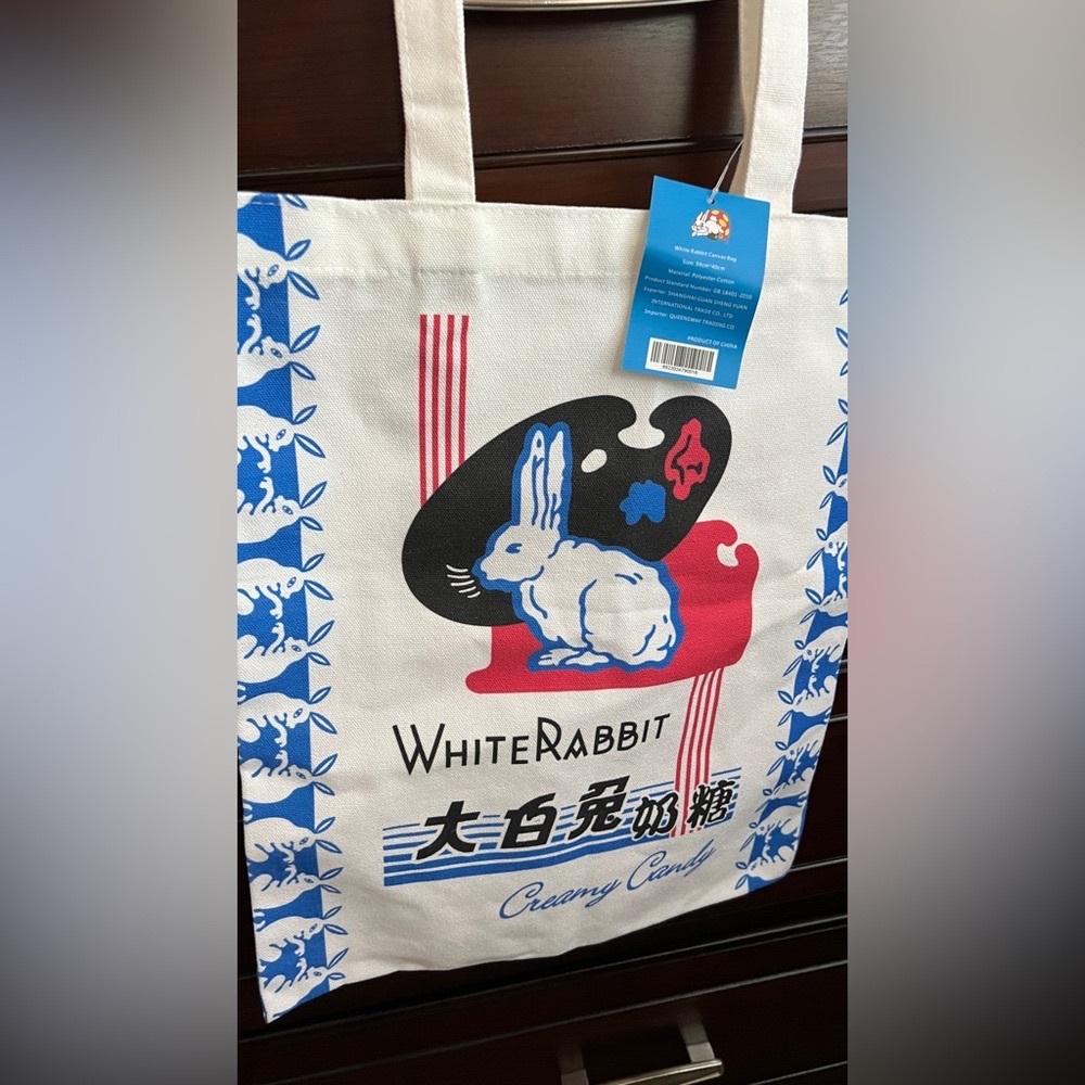 NWT Official White Rabbit Creamy Candy Canvas Tote Purse Bag New With Tag